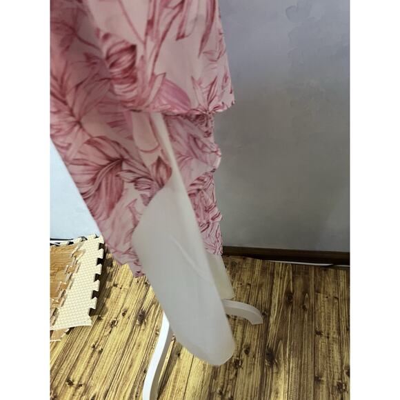 Anthropologie Gal Meets Glam Dress Pink Floral Size 10 Racerback Straps Ruffle - Picture 12 of 13